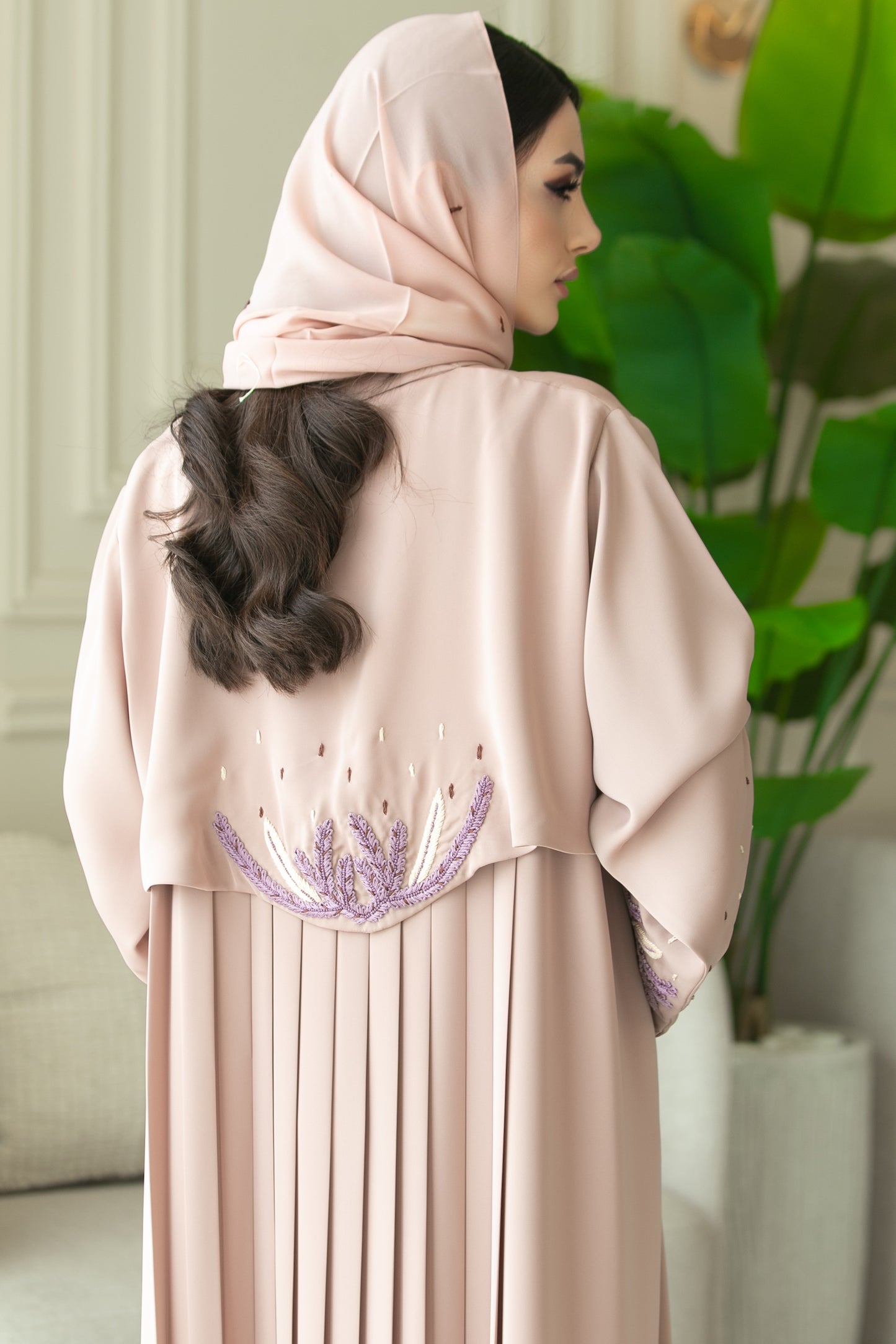 Lavender Beige Abaya