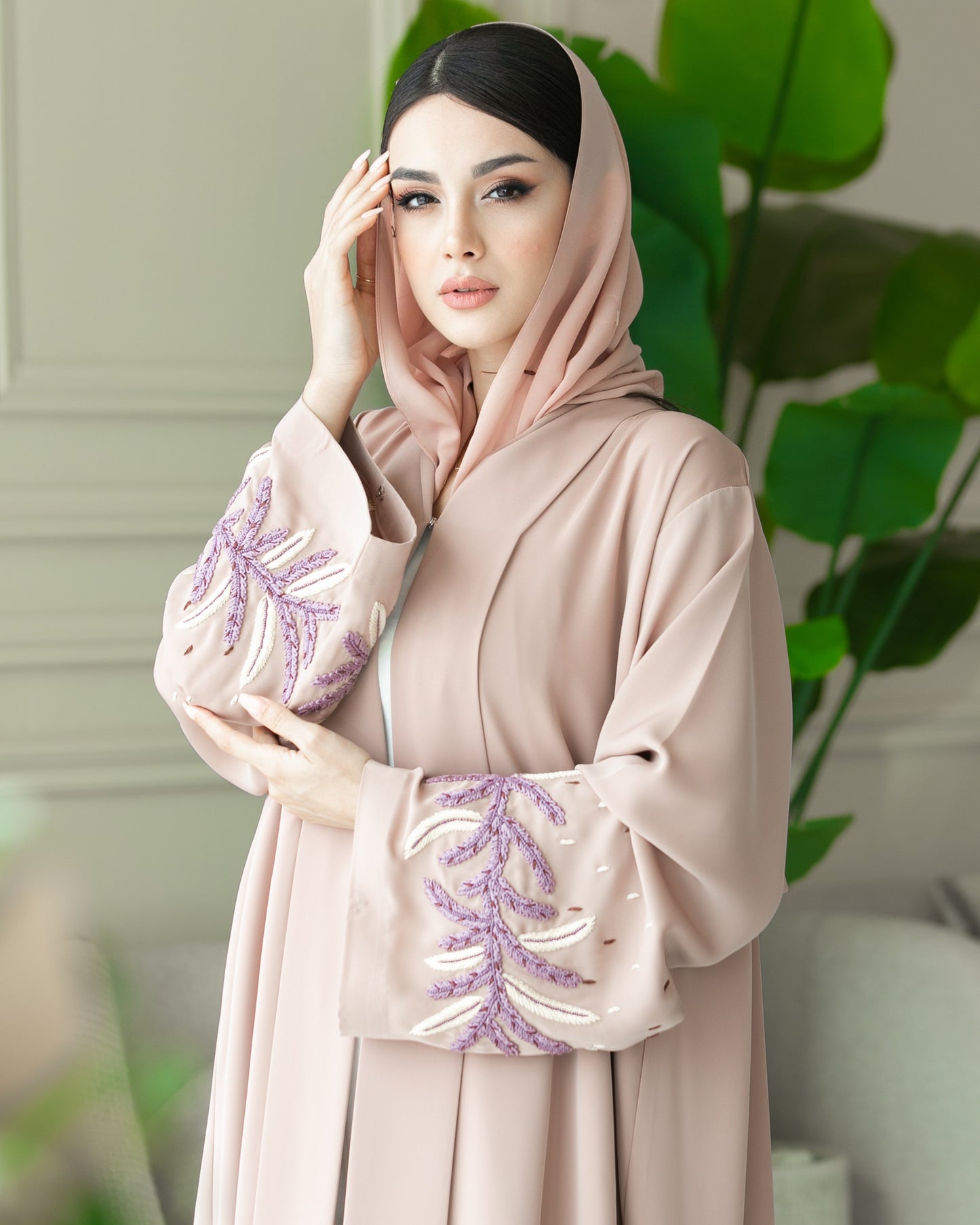Lavender Beige Abaya