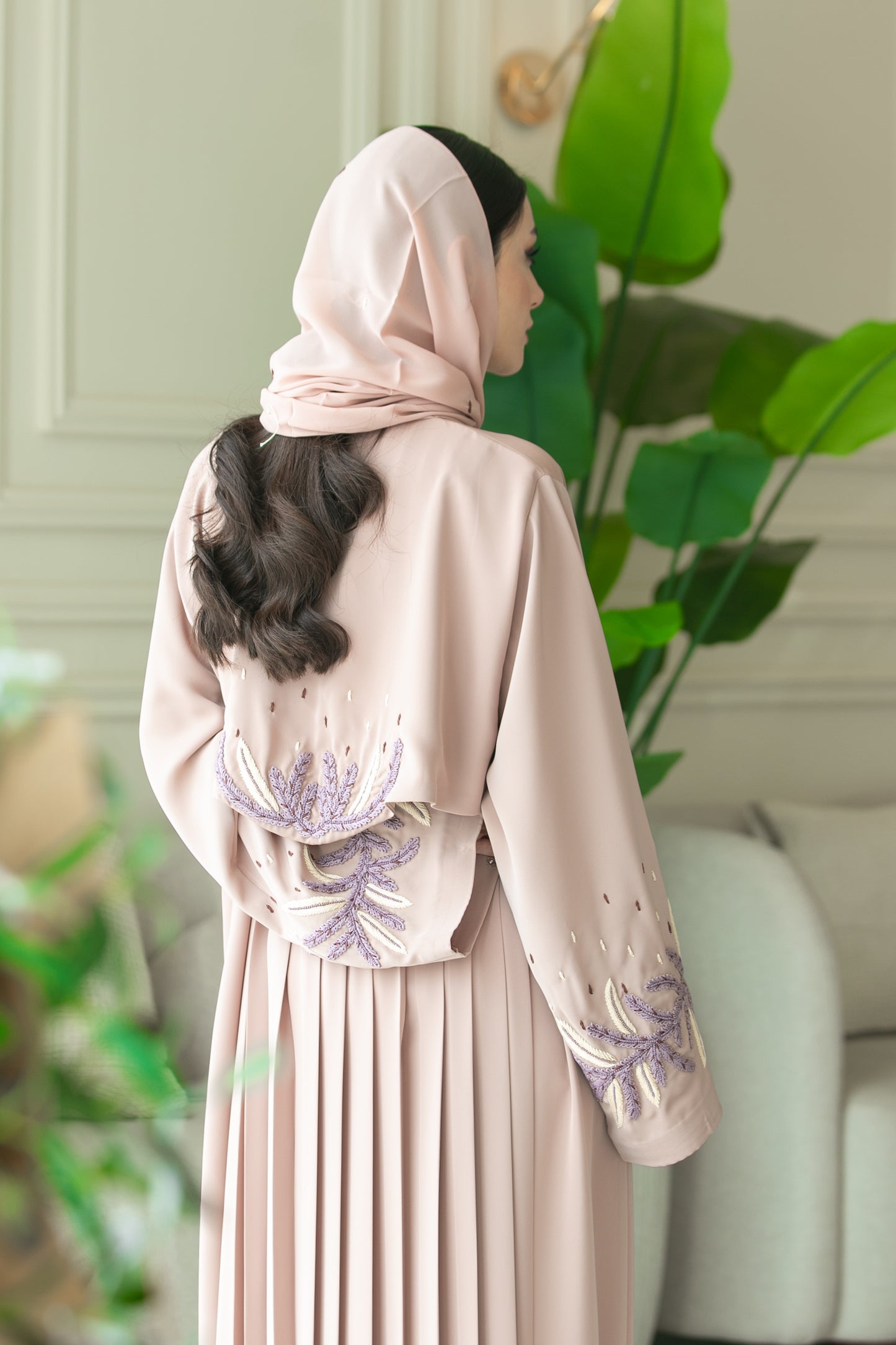 Lavender Beige Abaya